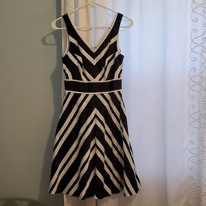 White House Black Market Size 2 Navy and White Striped Summer Dress